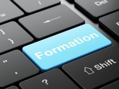 Studying concept: Formation on computer keyboard background