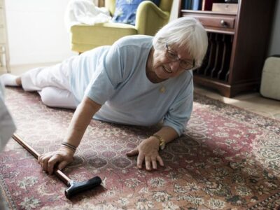 Elderly woman fell on the floor